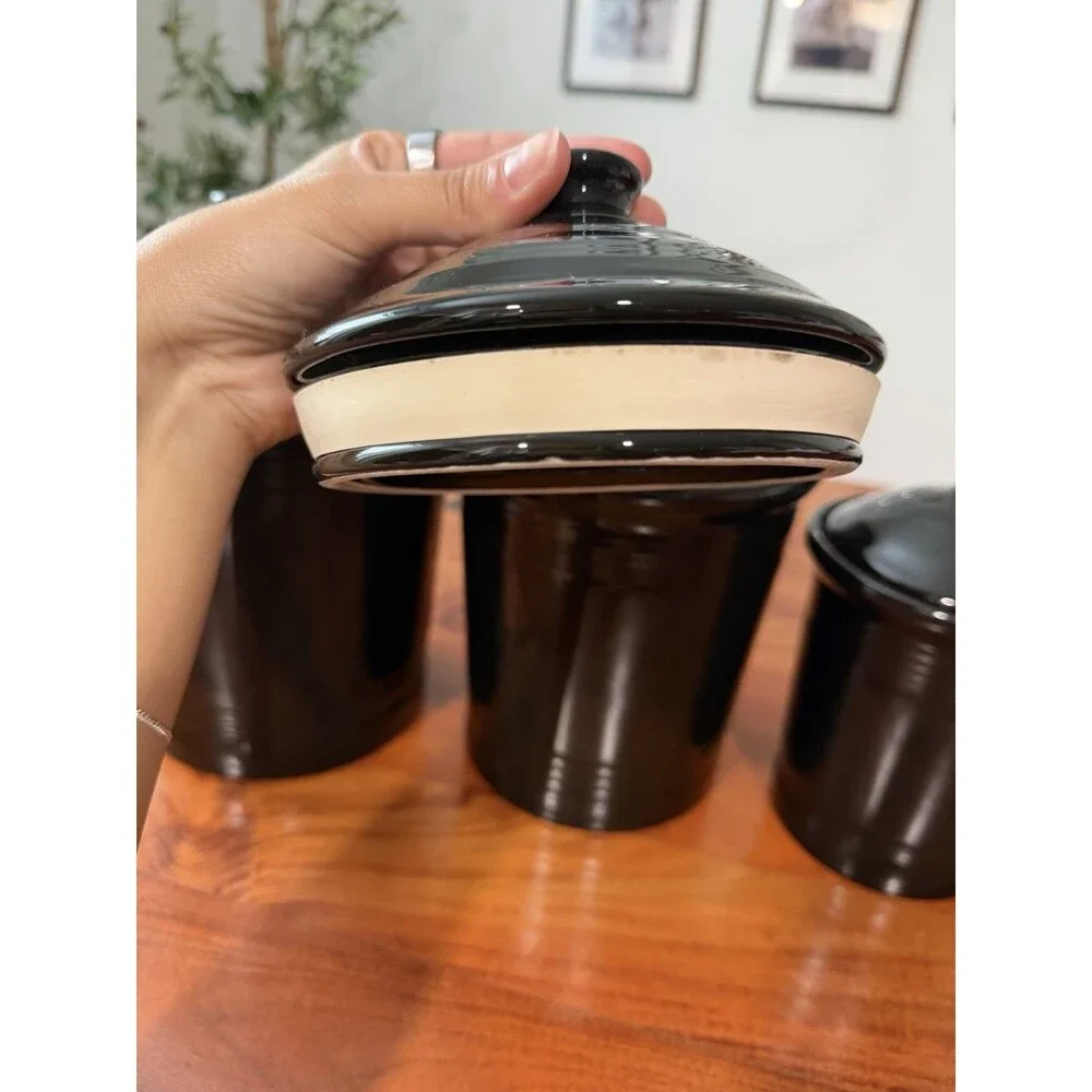 Vintage Fiesta Black Canisters Set Of 3